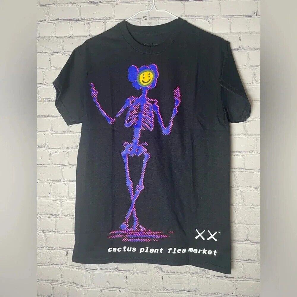 CACTUS PLANT FLEA MARKET x KAWSCPFM Collab NWOT Black Short Sleeve T-Shirt S